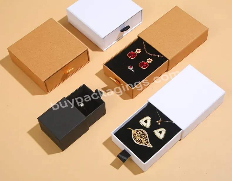 Custom Logo Printed Nakless Necklace Small Travel Kids Girls Drawer Pearl Luxury Jewelry Gift Boxes Sets For Sale