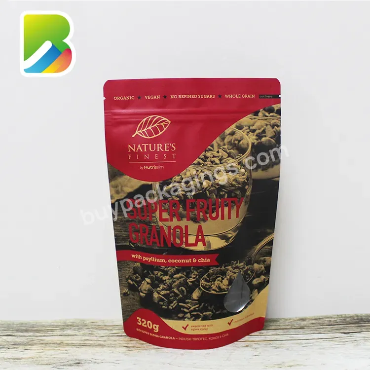Custom Logo Printed Natural Stand-up Pouch Ziplock Kraft Paper Bags Food Packaging With Tear Notch