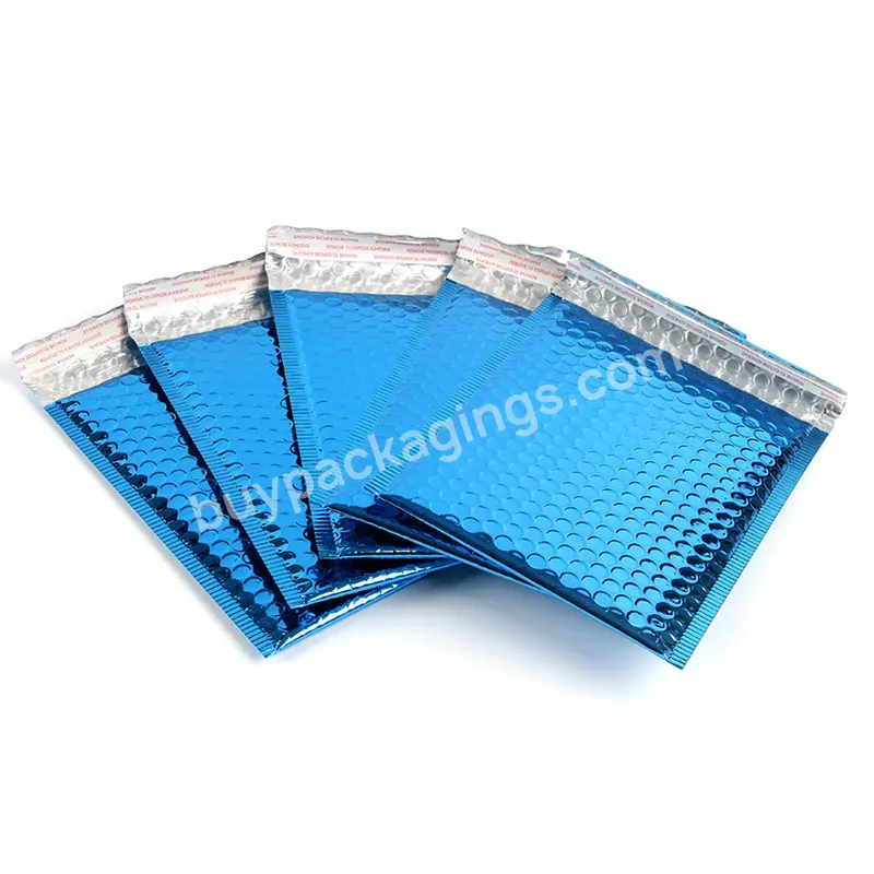 Custom Logo Printed Padded Envelopes Bubble Mailing Bags 6x10 Glitter Metallic Foil Manufacturer Low Moq Metallic Bubble Mailing