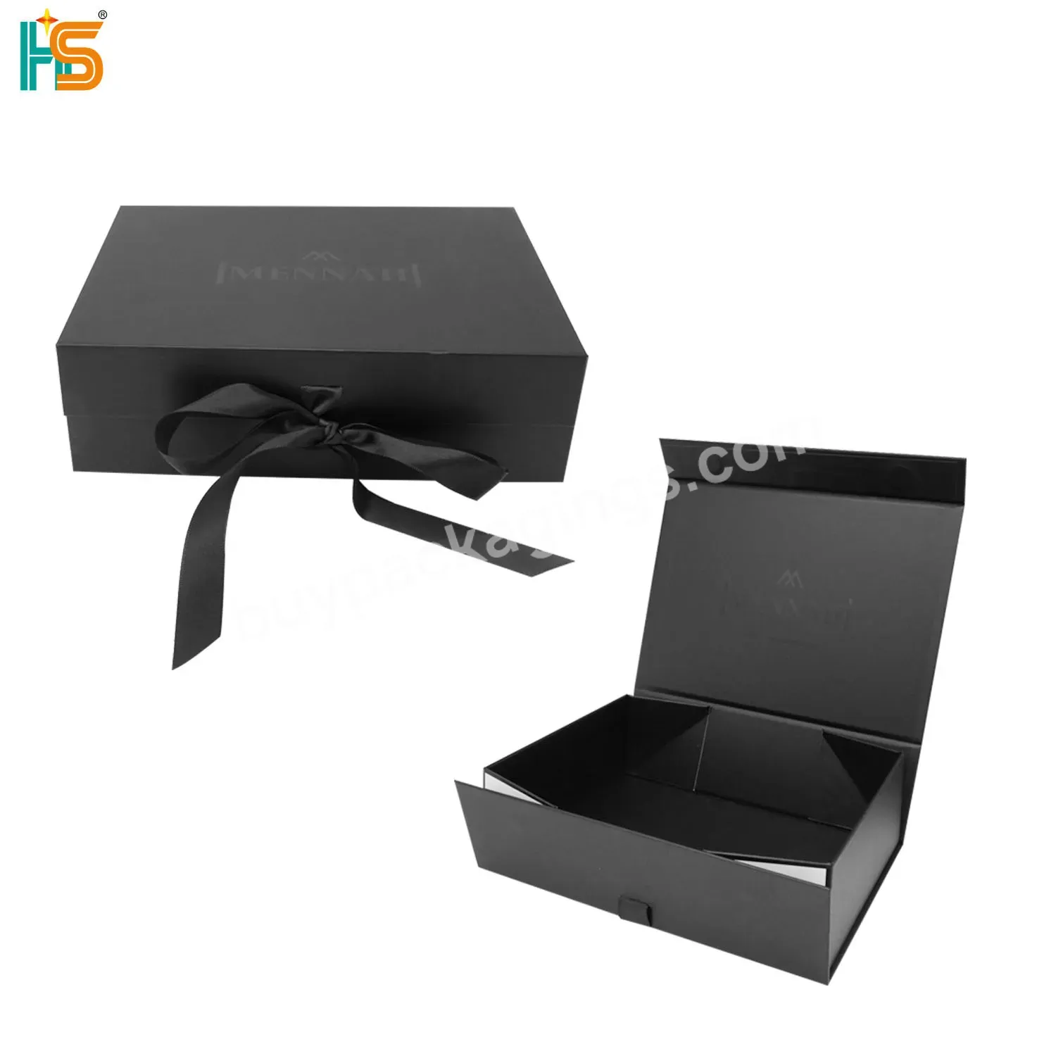 Custom Logo Printed Paper Rigid Cardboard Clothing Shoe Packaging Ribbon Magnetic Closure Folding Foldable Gift Boxes