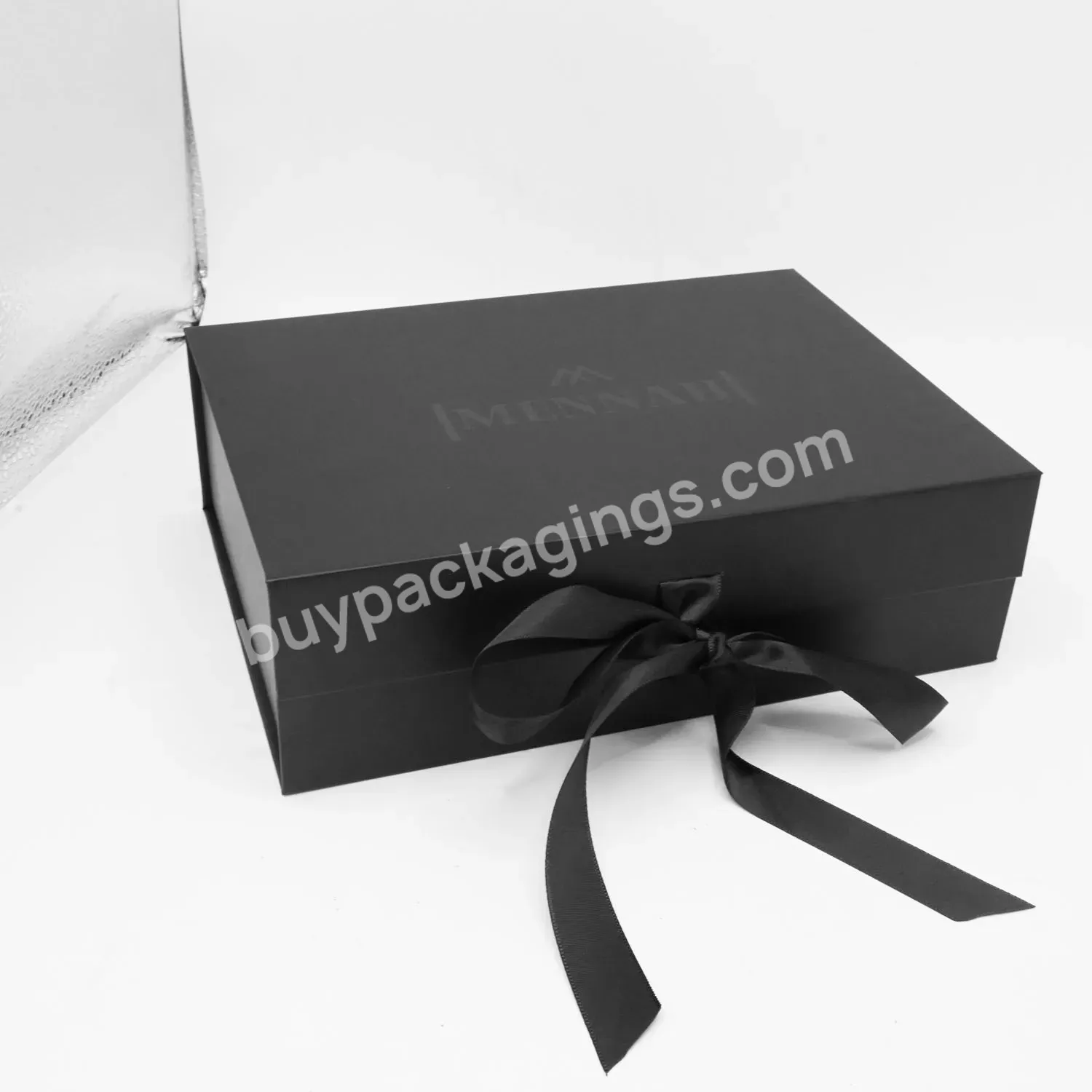 Custom Logo Printed Paper Rigid Cardboard Clothing Shoe Packaging Ribbon Magnetic Closure Folding Foldable Gift Boxes