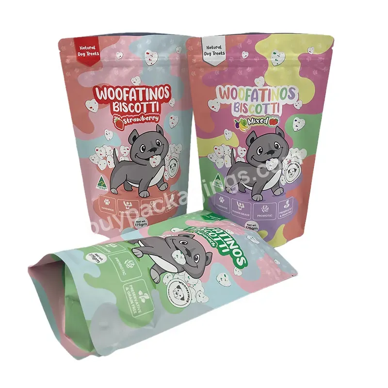 Custom Logo Printed Resealable Pet Treat Food Stand Up Zipper Pouch Bag For Pet Food Edible Packaging