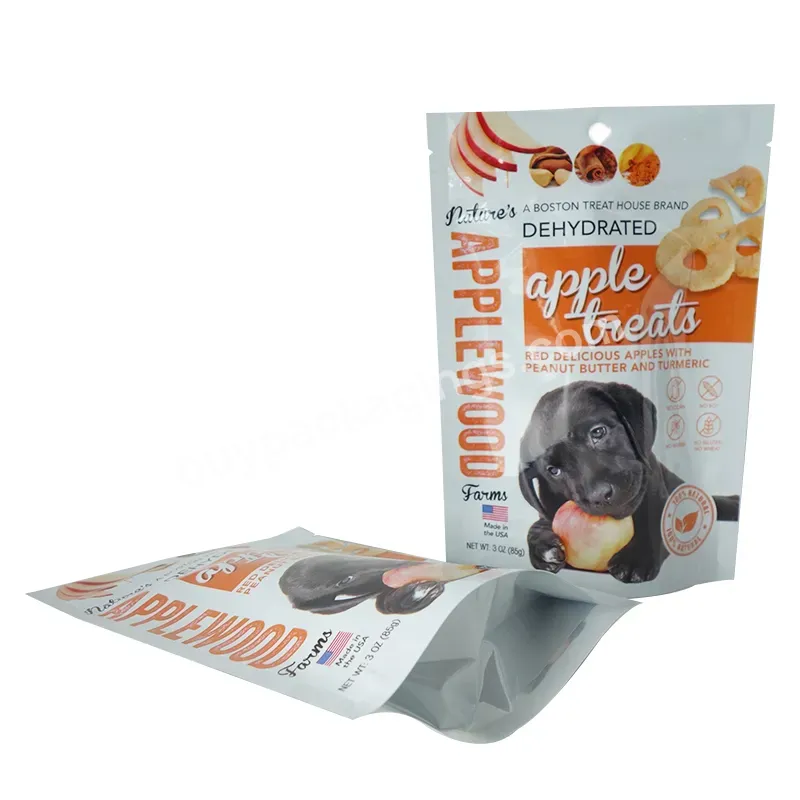 Custom Logo Printed Resealable Pet Treat Food Stand Up Zipper Pouch Heat Seal Bag For Pet Food Packaging