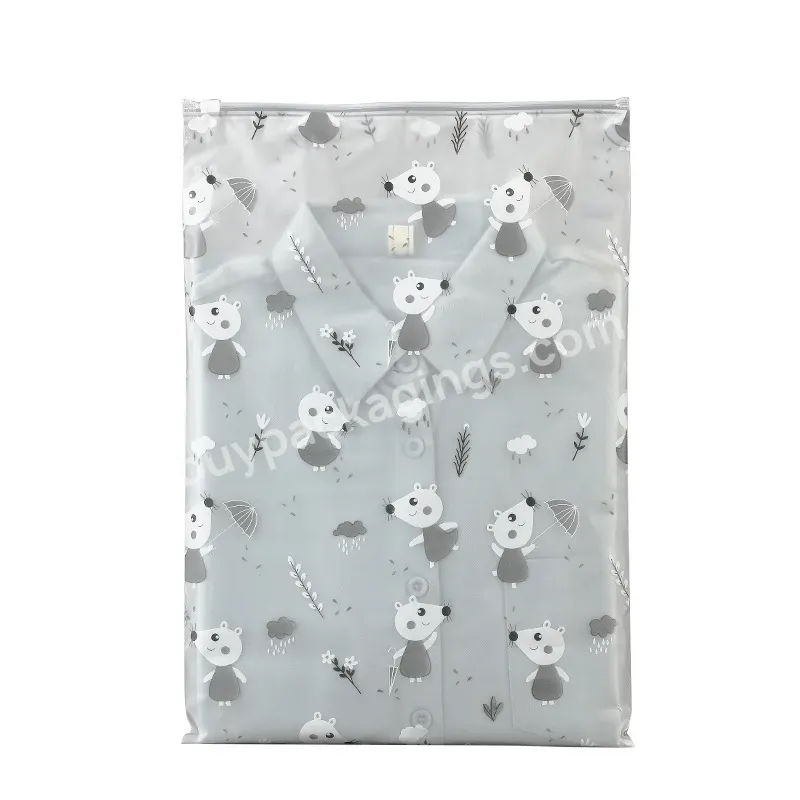 Custom Logo Printed Reusable Packaging Plastic Frosted Cute Zip Lock Zipper Pouch Ziplock Bag For Clothing