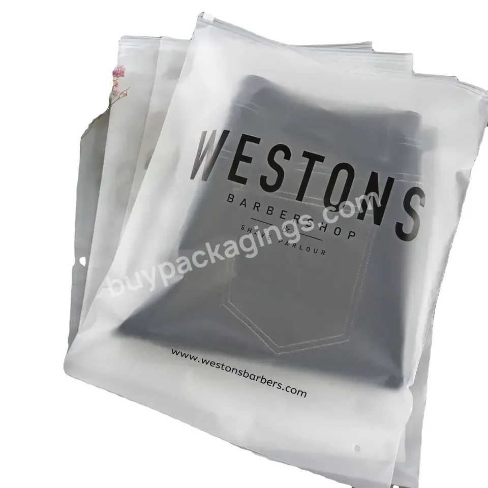 Custom Logo Printed Reusable Packaging Plastic Frosted Zipper Bag For Clothing