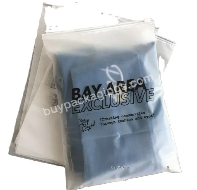 Custom Logo Printed Reusable Packaging Plastic Frosted Zipper Bag For Clothing