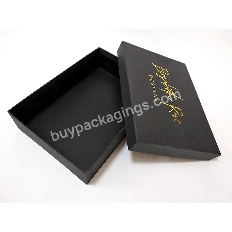 Custom Logo Printed Rigid Cardboard Lid And Base Box Packaging Luxury Lingerie Clothing Black Gift Box Satin Insert For Handbag