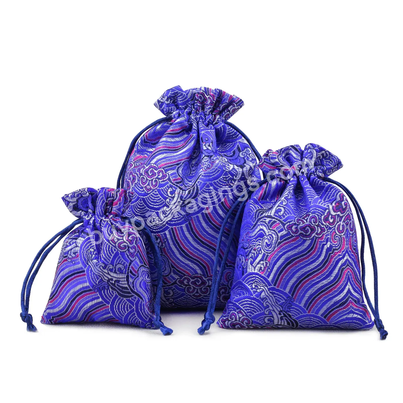 Custom Logo Printed Satin Underwear Dust Gift Packaging Pouch Drawstring Satin Hair Bag Pouch Bag For Jewelry Wig Packaging