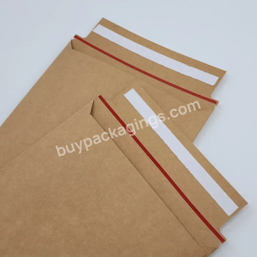 Custom Logo Printed Shipping Mailing Brown Cardboard Kraft Packaging Rigid Kraft Paper Mailing Envelopes