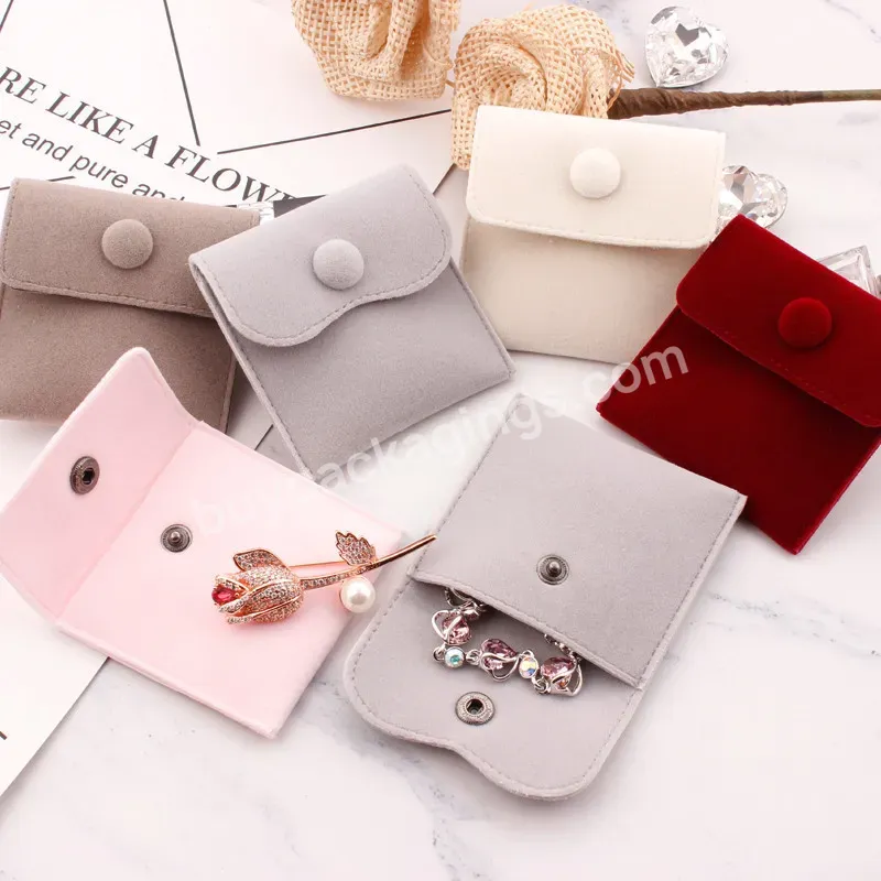 Custom Logo Printed Small Envelope Flap Package Pouch Luxury Microfiber Necklace Jewelry Bag