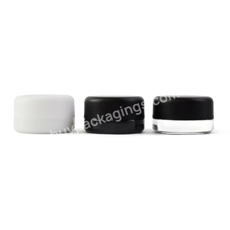 Custom Logo Printing 1 Gram 2 Gram 3ml 5ml 7ml 9ml Round Extract Oil Glass Jar Black White Clear Glass Container With Screw Cap