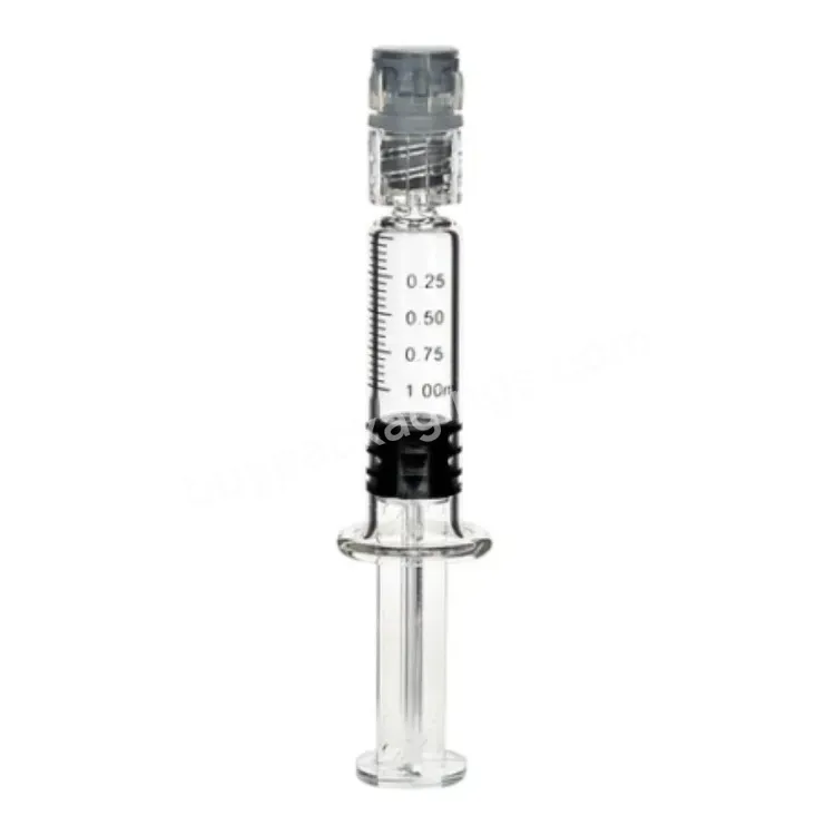 Custom Logo Printing 1ml Long Luer Lock Borosilicate Prefilled Glass Applicator Syringe With Plastic Plunger