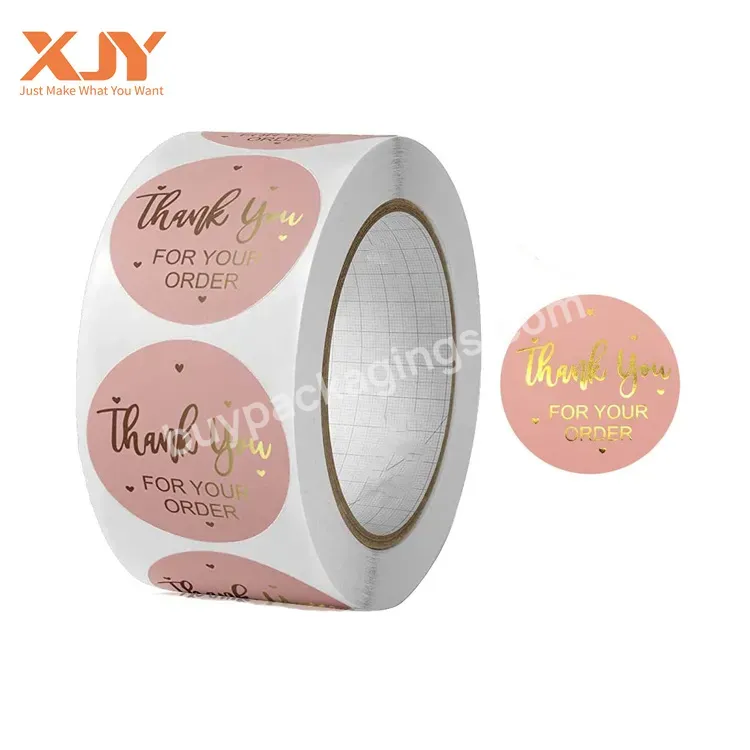 Custom Logo Printing A3 A4 Glossy Self Adhesive Round Roll Shipping Packaging Kraft Paper Labels Thank You Stickers