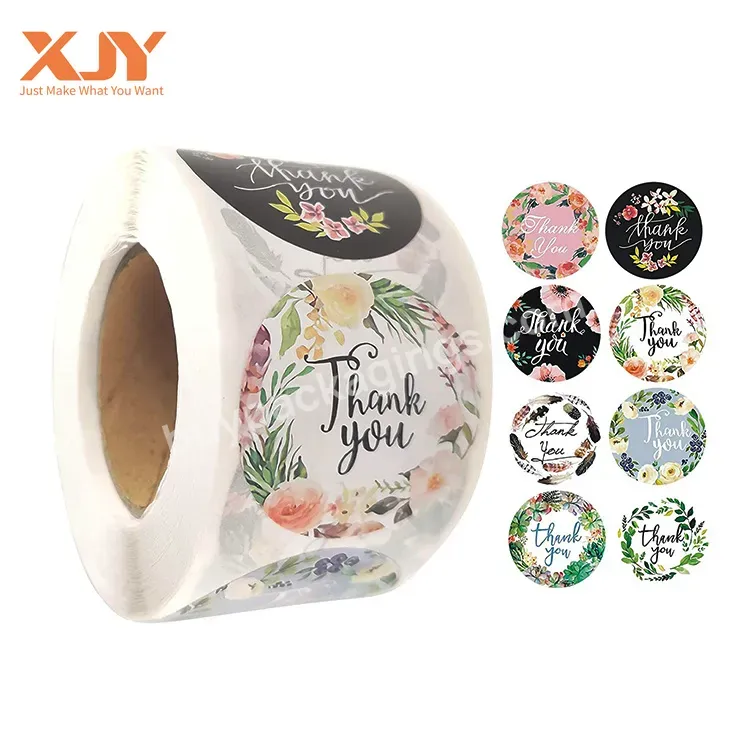 Custom Logo Printing A3 A4 Glossy Self Adhesive Round Roll Shipping Packaging Kraft Paper Labels Thank You Stickers