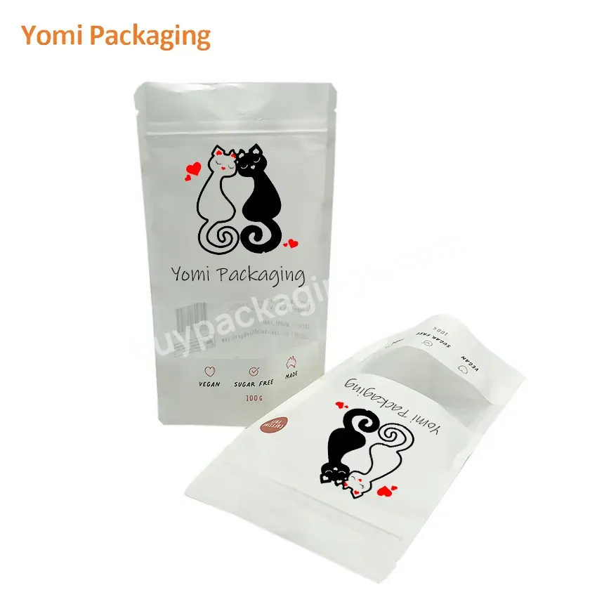 Custom Logo Printing Aluminum Foil Stand Up White Kraft Paper Bag Pouch With Zipper Recyclable