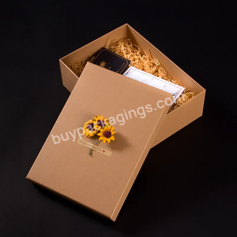 Custom Logo Printing Brown Clothing Gift Packaging Cardboard Paper Top And Bottom Box With Bag