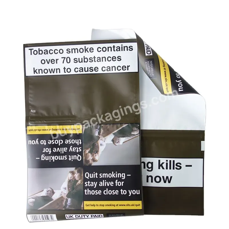 Custom Logo Printing Care Pack Tobacco Leaf Packaging Pouch Hand Roll Tobacco Pouches Wraps 50g Mylar Bag