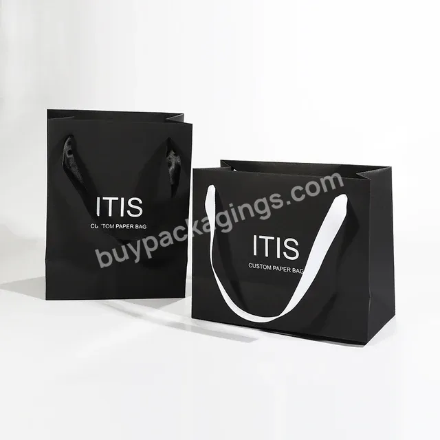 Custom Logo Printing Cheap Art Paper Recycled Branded Smart Retail Paper Shopping Bags With Ribbon Handles