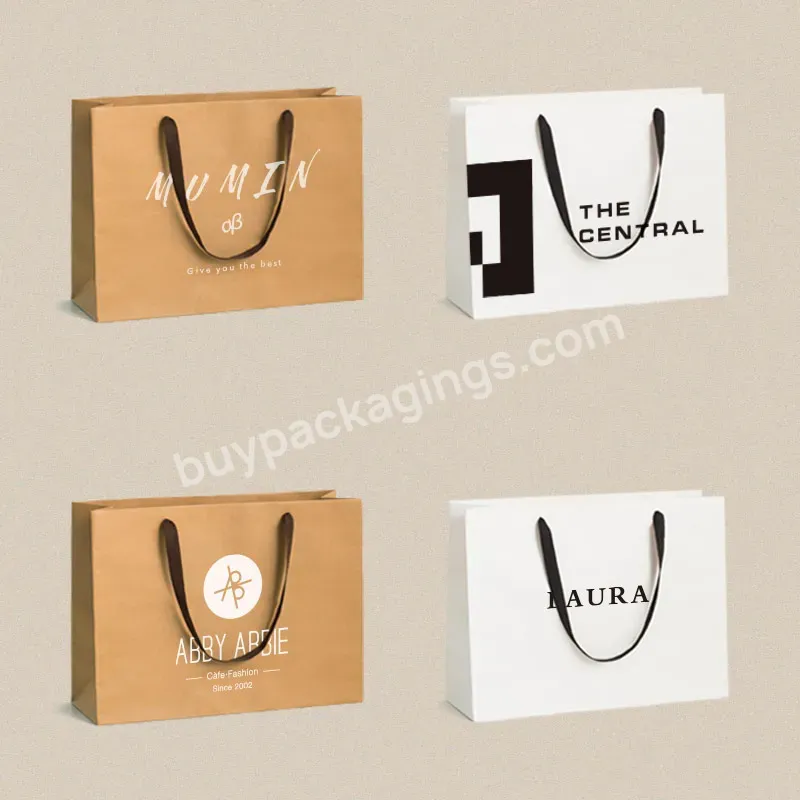 Custom Logo Printing Clothes Paper Shopping Bag With Custom Handle