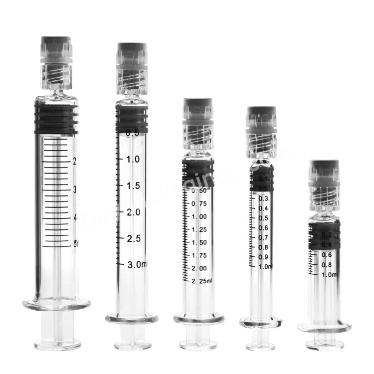 Custom Logo Printing Disposable Luer Lock Glass Syringe 1ml 1.5ml 2ml 2.25ml 3ml 5ml 10ml