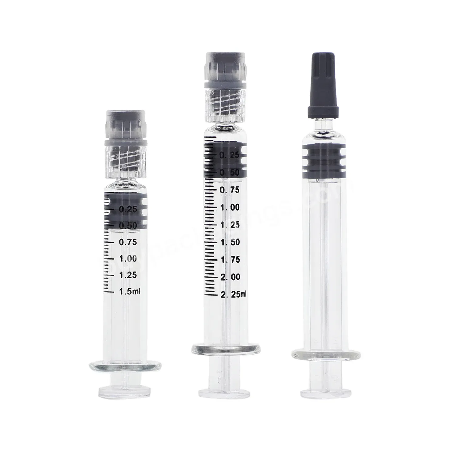 Custom Logo Printing Extract Oil Packing 1ml 1.5ml 2.25ml 3ml 5ml 10ml Glass Syinge Colored Beauty Glass Syinge Long Luer Lock