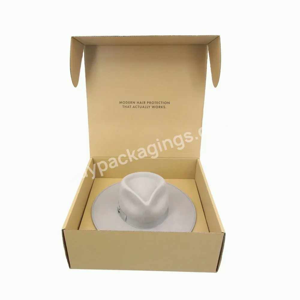 Custom Logo Printing Fedora Snap Back Hat Shipping Box Kraft Paper Baseball Fedora Hat Box Packaging For Delivery