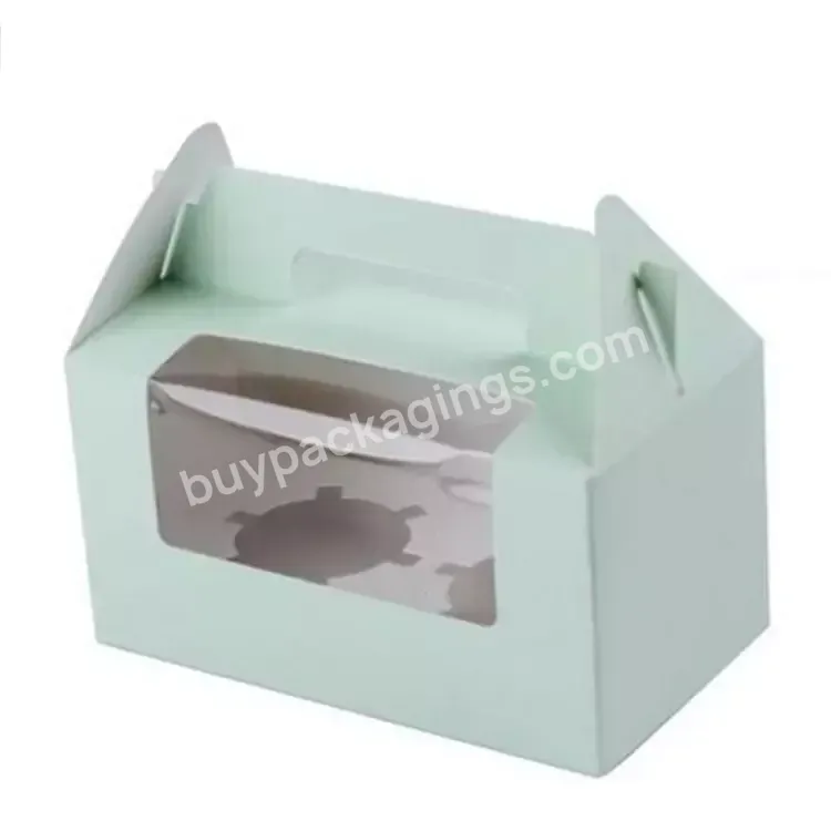 Custom Logo Printing Food Grade Paper Handle Cake Packaging Folding Box With Window