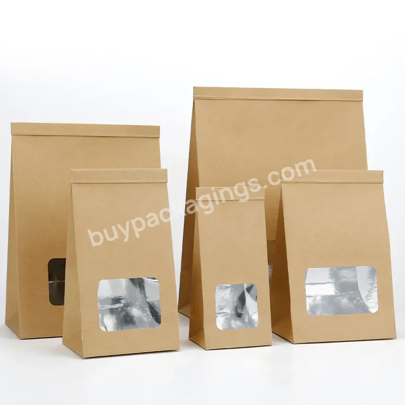 Custom Logo Printing Food Tin Tie Paper Bag Coffee Flat Kraft Paper Bag With Bottom Tin Tie For Restaurant