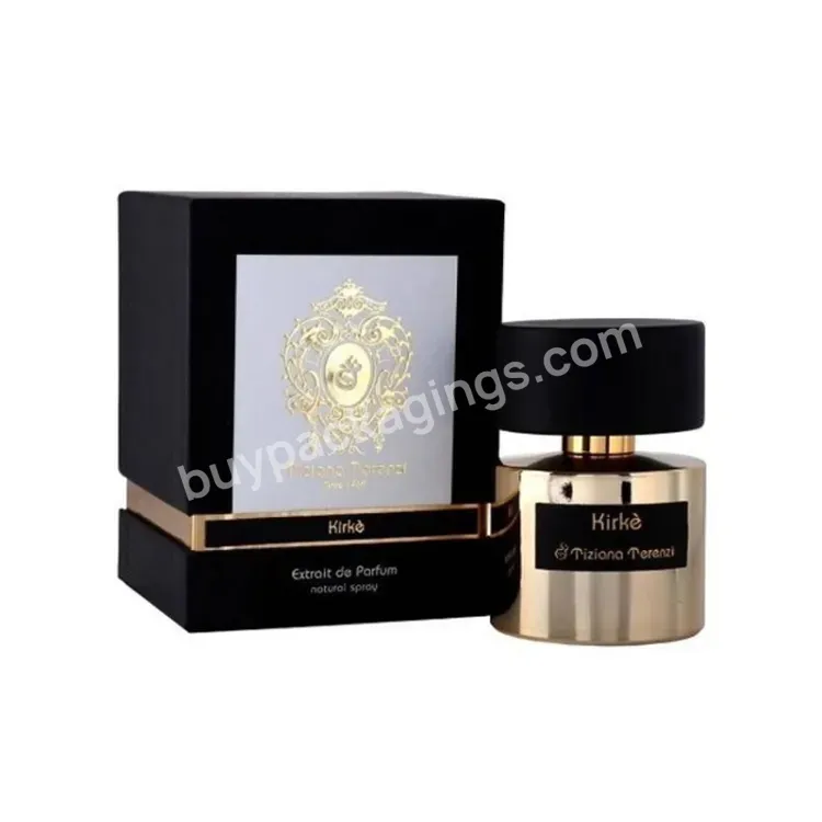Custom Logo Printing Luxury Rigid Cardboard Black Texture Paper Cosmetic Attar Bottle Perfume Gift Box