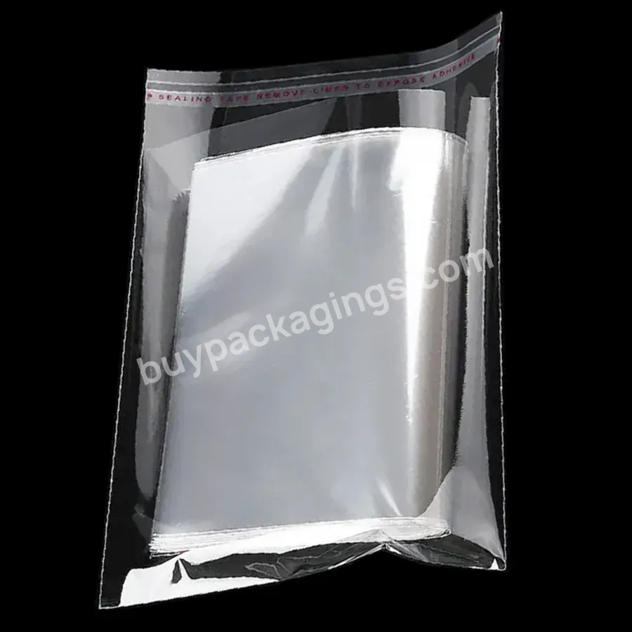 Custom Logo Printing Resealable Apparel Package Opp Bag Self Sealing Bopp Transparent Cello Bags Clear Plastic Cellophane Bag