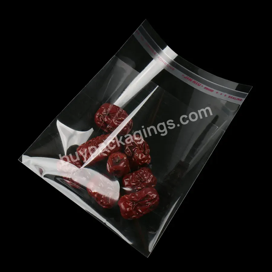 Custom Logo Printing Resealable Apparel Package Opp Bag Self Sealing Bopp Transparent Cello Bags Clear Plastic Cellophane Bag