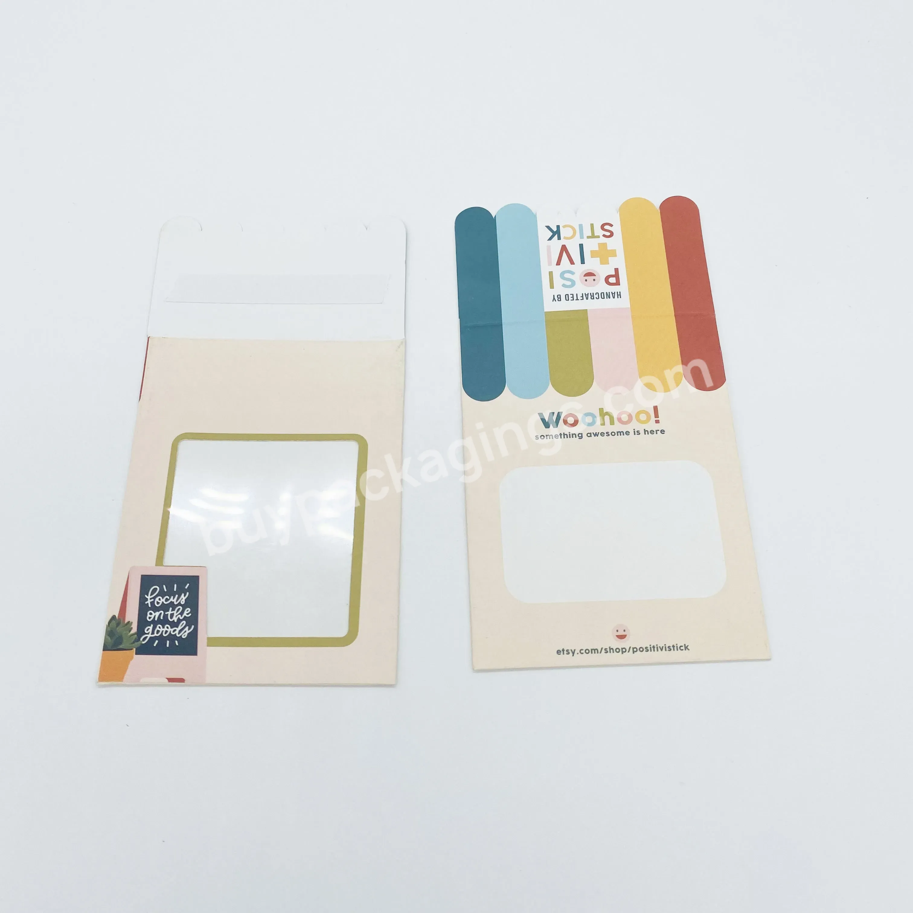 Custom Logo Printing Slots Photo Necklace Home Paper Cardboard Envelopes Jewelry Gift Packaging Envelope With Window