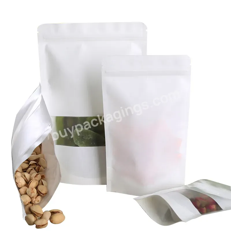 Custom Logo Printing Snack Coffee Tea Packaging Bags White Kraft Paper Food Pouch