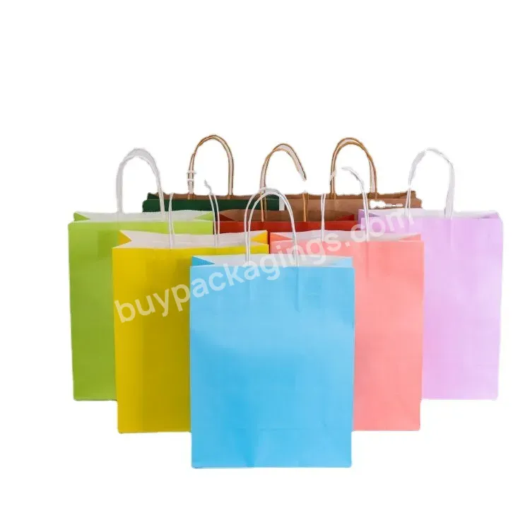 Custom Logo Printing Take Out Food Packaging Kraft Paper Carry Bag Restaurant To Go Bags