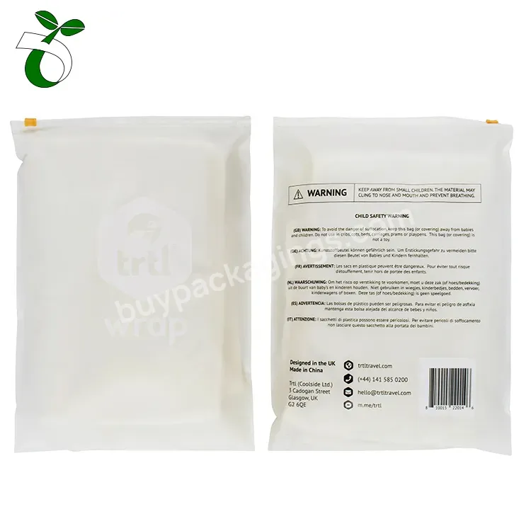 Custom Logo Printing Top Ziplock Zipper Lock Reusable Biodegradable Pla Plastic Garment Bagfrosted Clothing Packaging Bags