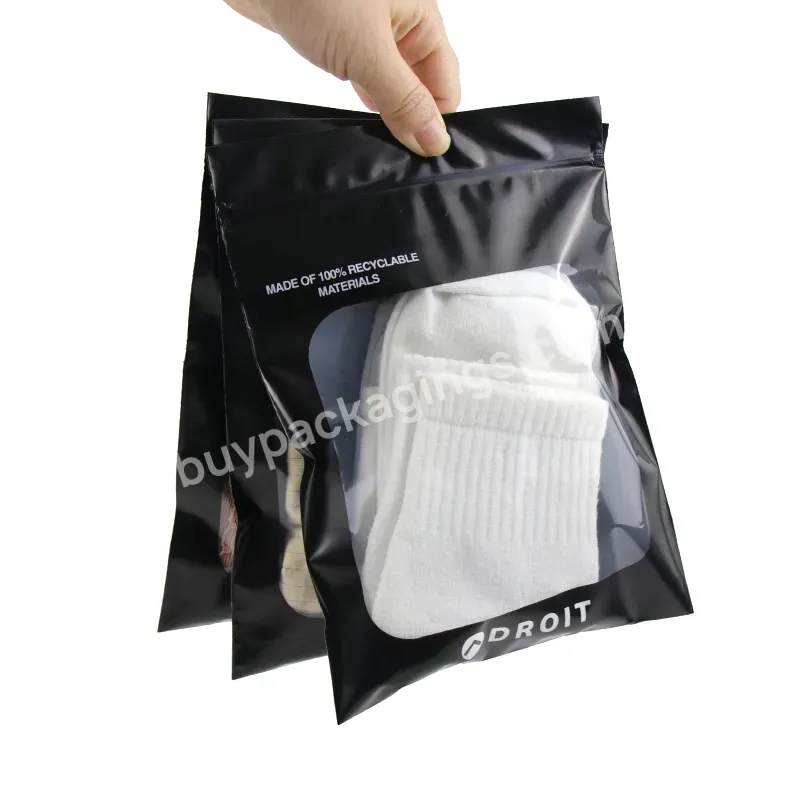 Custom Logo Printing Zip Ziplock Clothes Garment Packaging Bags With Window