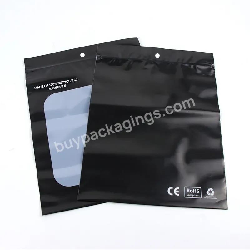 Custom Logo Printing Zip Ziplock Clothes Garment Packaging Bags With Window