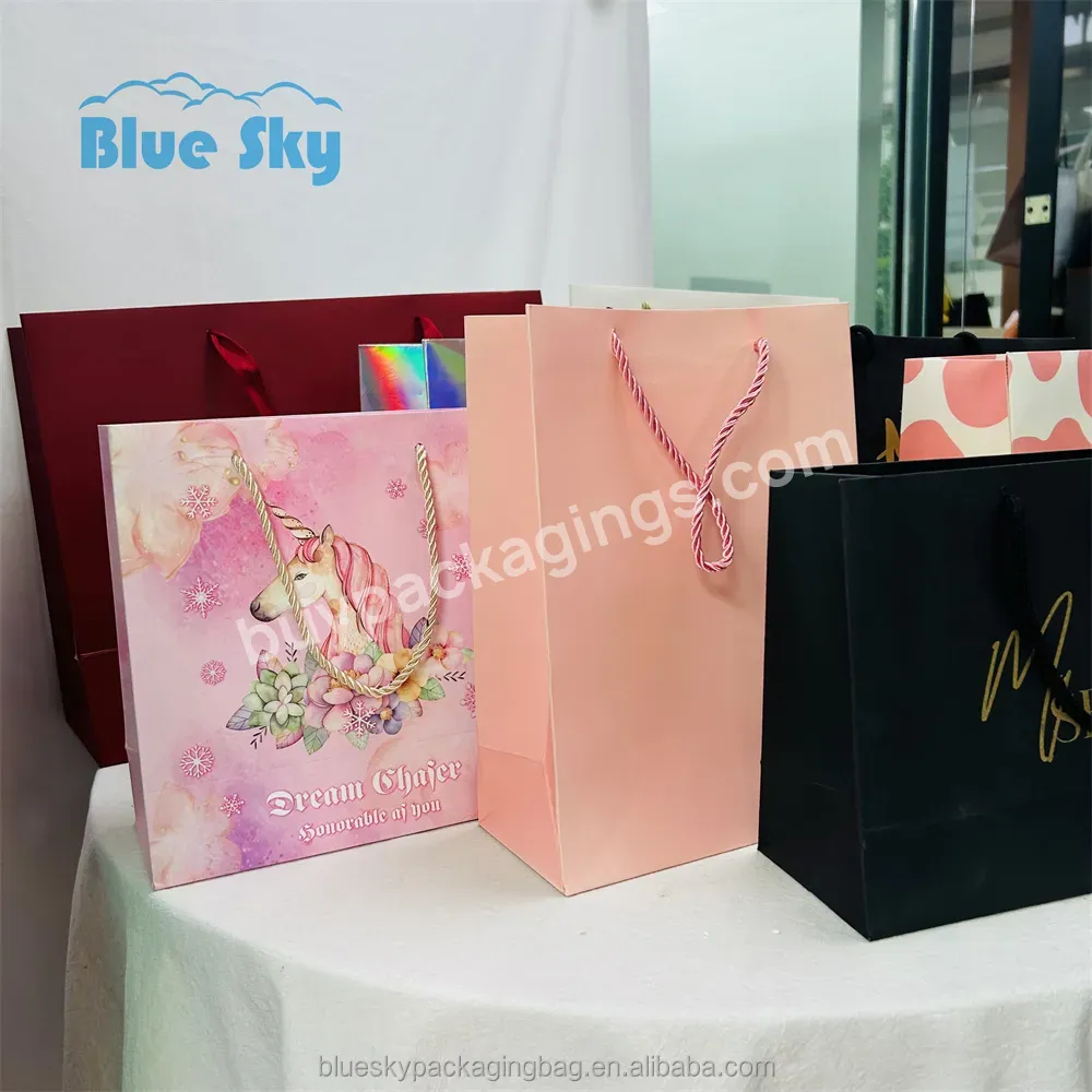 Custom Logo Retail Bags Packaging Cosmetic Jewelry Shopping Coffee Gift Paper Bag Wholesale With Handle For Boutique Reticule