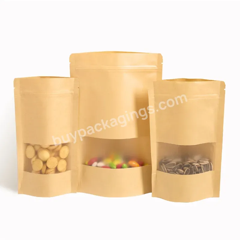 Custom Logo Rice Tea Seal Window Kraft Paper Ziplock For Food