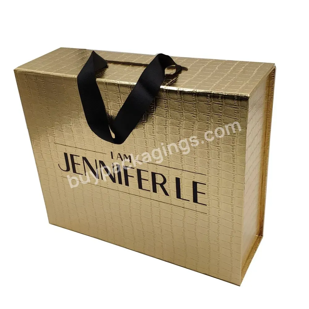 Custom Logo Rigid Magnet Cardboard Luxury Clothing Paper Gift Box With Rope