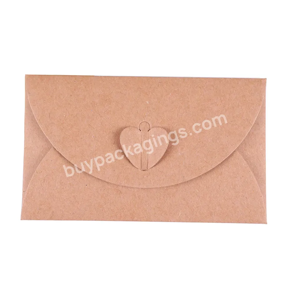 Custom Logo Romantic Love Letter Envelopes Blank Mini Gift Card With Envelope Handmade Vintage Love Button Envelope Kraft Paper