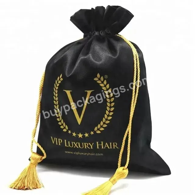 Custom Logo Satin Hair Accessories Factory Vendor Bonnet Silk Head Wrap Lashes Hair Packaging Bundles Satin Bags For Wigs