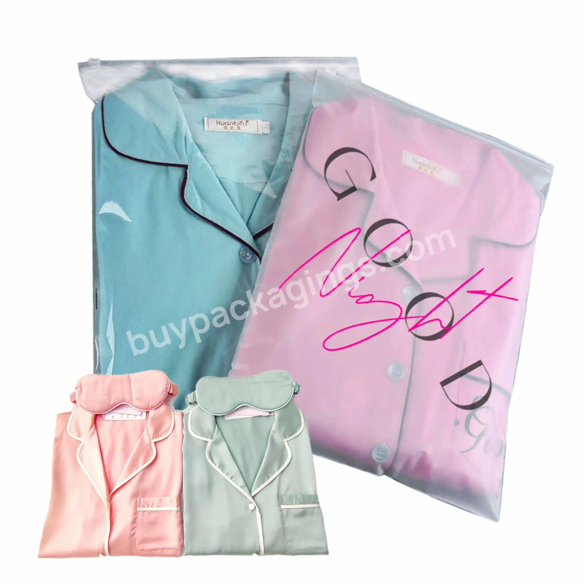 Custom Logo Self Sealing Ziplock Bag Plastic Pvc Frosted Zipper Bag For Pajamas Sets