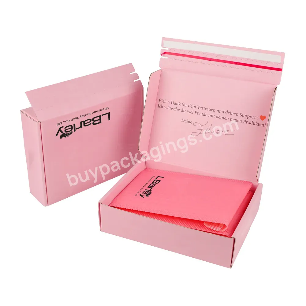 Custom Logo Sellers Dedicated Pink Cardboard Paper Zipper Packaging Box Corrugated Shipping Mailer Box With Zipper