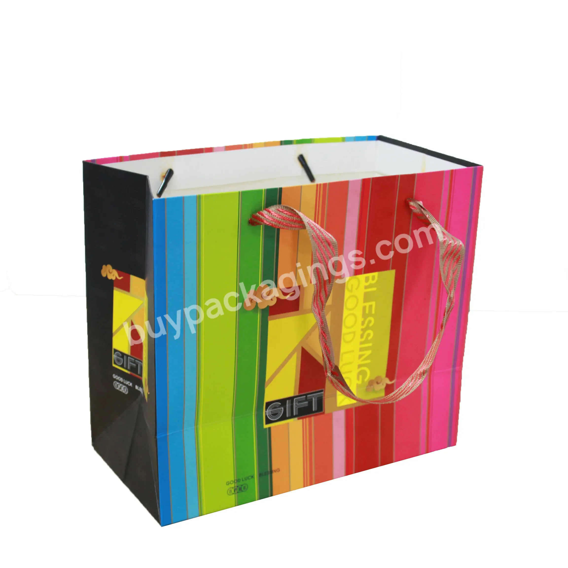 Custom Logo Shopping Kraft Gift Colorful Packaging Small Luxury Paper Bags