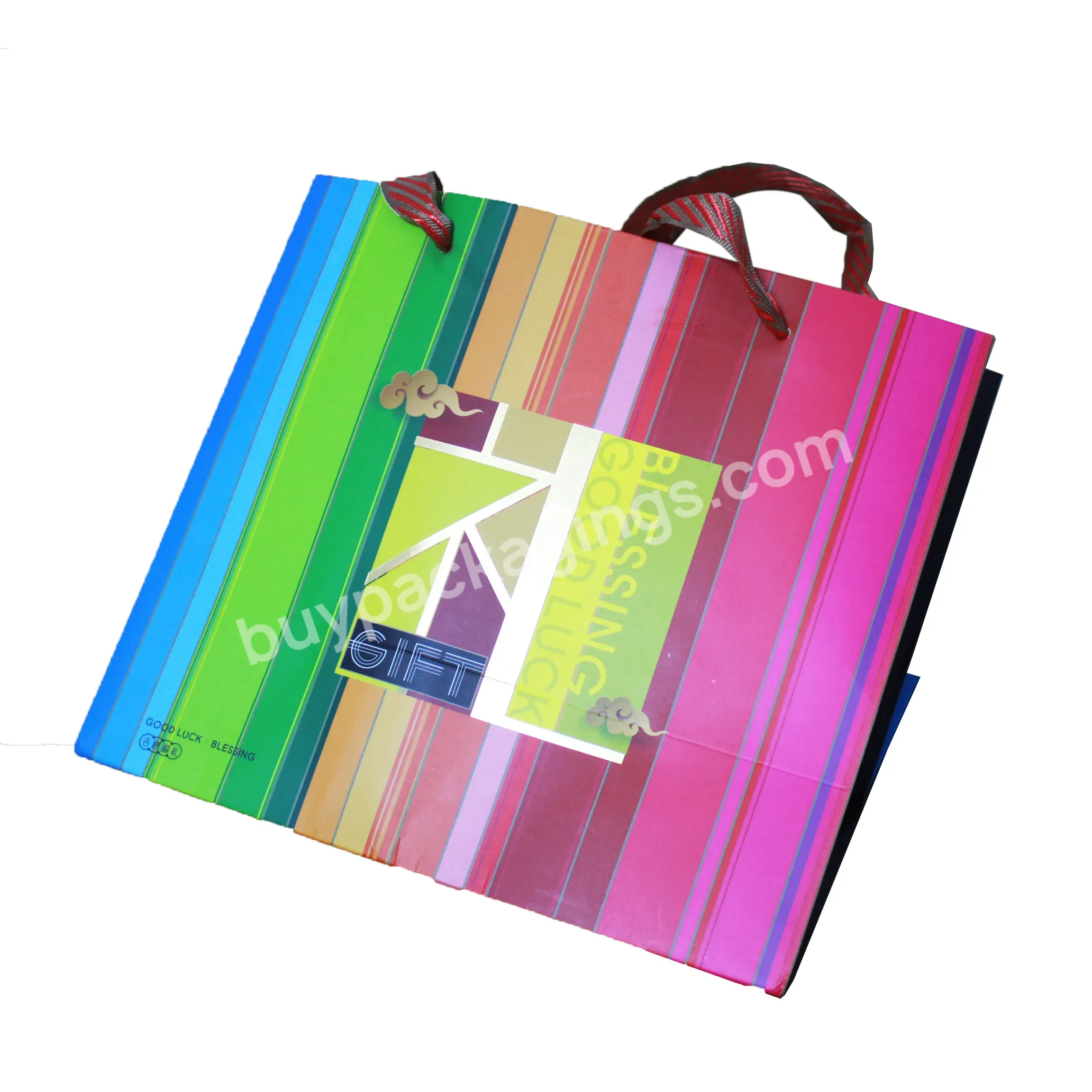 Custom Logo Shopping Kraft Gift Colorful Packaging Small Luxury Paper Bags