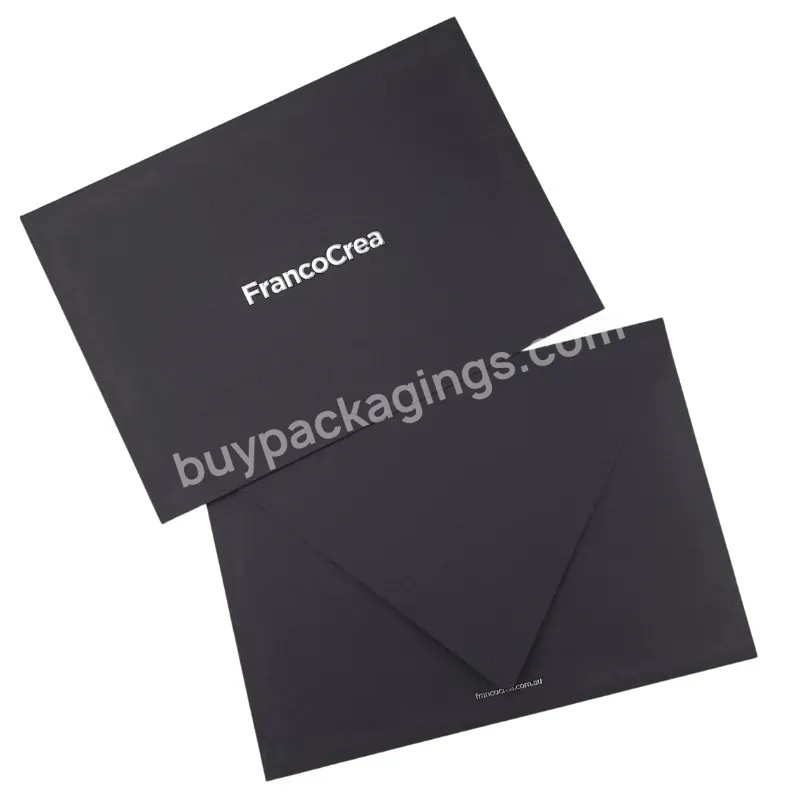 Custom Logo Silver Foil Stamping Black Paper Envelope Thank You Card Envelope With Logo