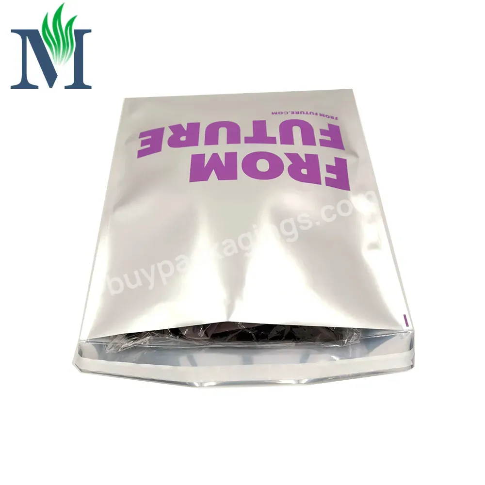 Custom Logo Silver Packaging Bags Reusable Frosted Matte Finish Silver Shipping Foil Bag