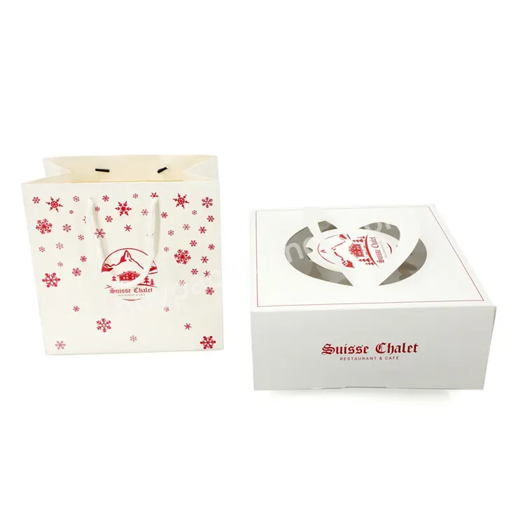 Custom Logo Size 28*28 Cm Foldable Gift Food Packaging Bag And Box Cake Paper Box With Handle