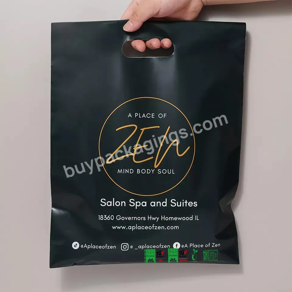 Custom Logo Size Printed Plastic Handle Die Cut Plastic Bag Biodegradable Plastic Shopping Bag